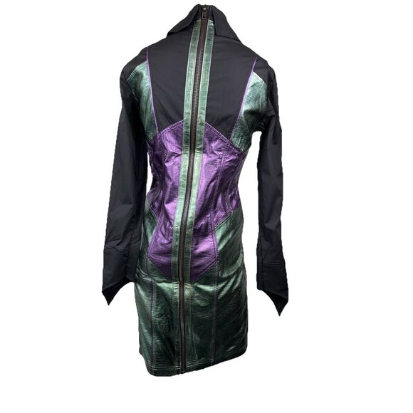 L Vintage Lip Service  Vice Cyberpunk Dress w Bug Necklace Steampunk Goth Insect - Picture 5 of 12